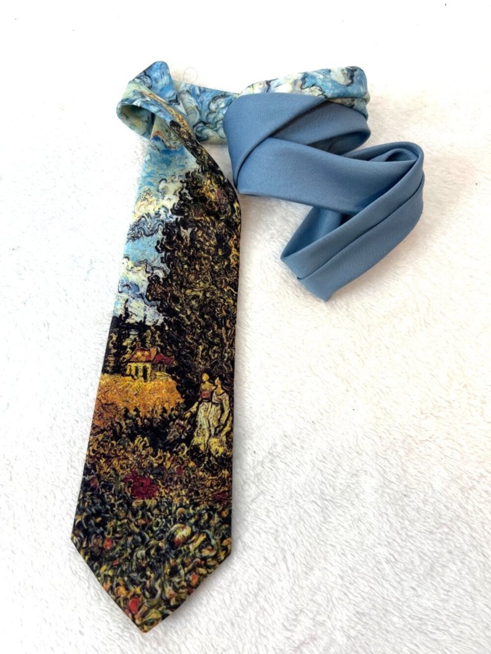 Ralph Marlin Vincent Van Gogh Landscape Necktie Neck Tie 1990 Vintage